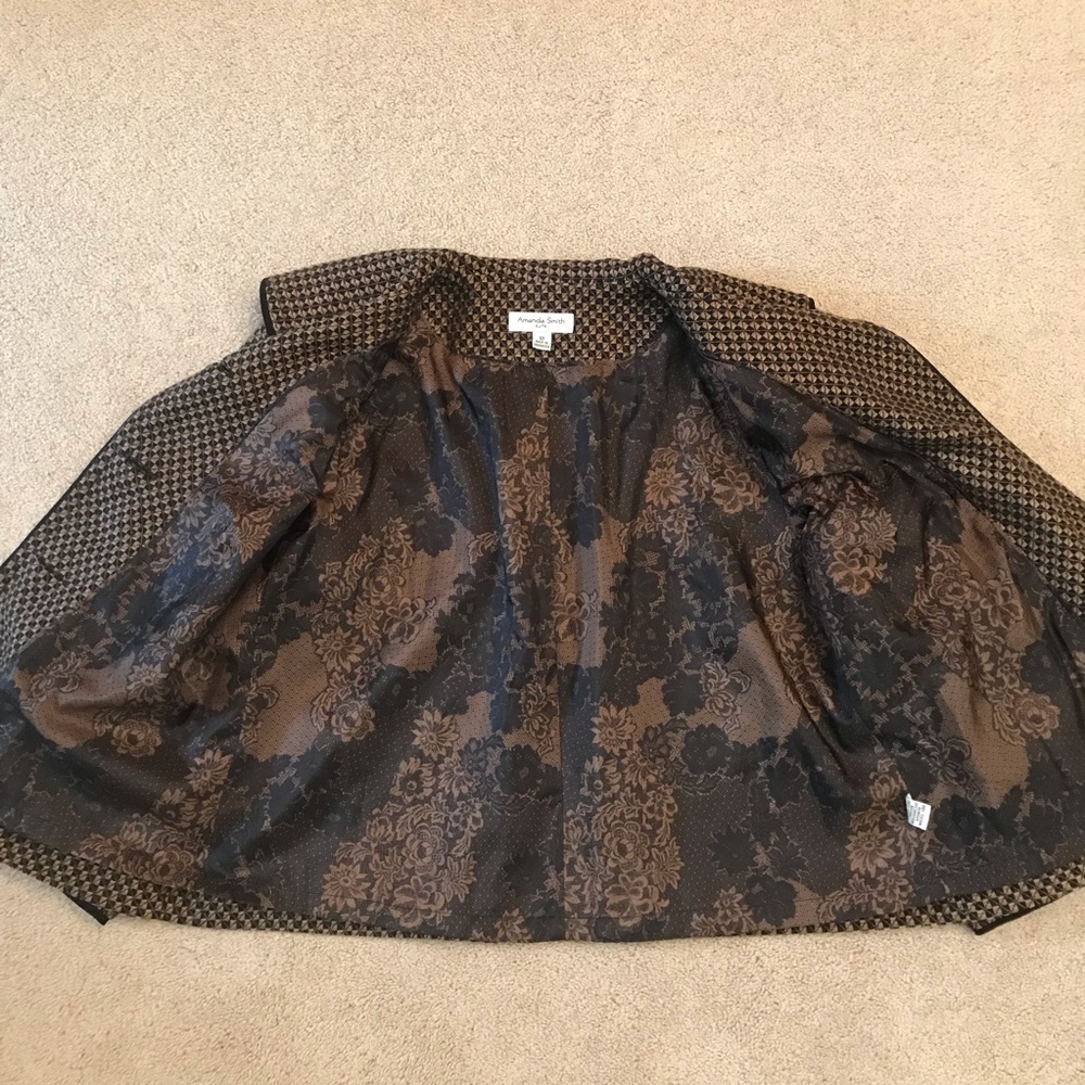 Amanda Smith Suit Jacket Dress Jacket Womens Size 12 Medium Brown Black Pockets - Picture 5 of 12